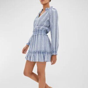 Designer Veronica Beard Espie Embroidered Ruffle Mini Dress XS
